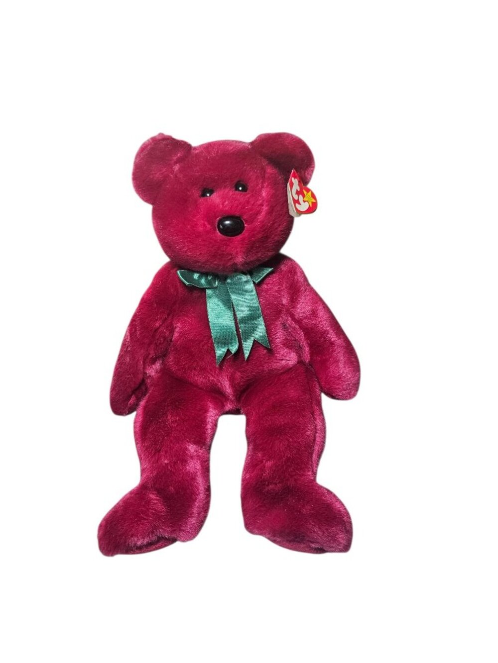 90s TY Beanie Buddy Cranberry Teddy Bear Burgandy 14" 1998